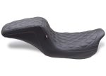 Mustang 08-24 HD FL Touring Double Diamond Squareback 1PC Seat - Black w  Grey Stitching Hot on Sale